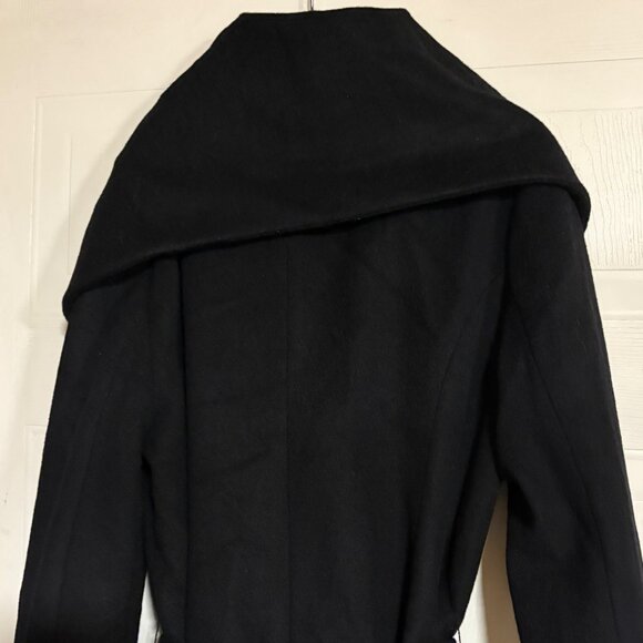 Cole Haan Signature Womens Asymmetrical Belted Full Zip Wool Coat Size 8 Black - Picture 6 of 16